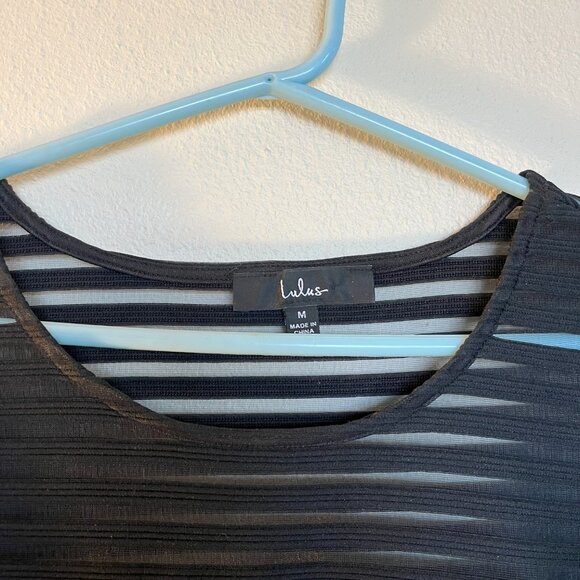 Lulus Black Bodycon Mesh Dress - M Like New - Picture 5 of 11